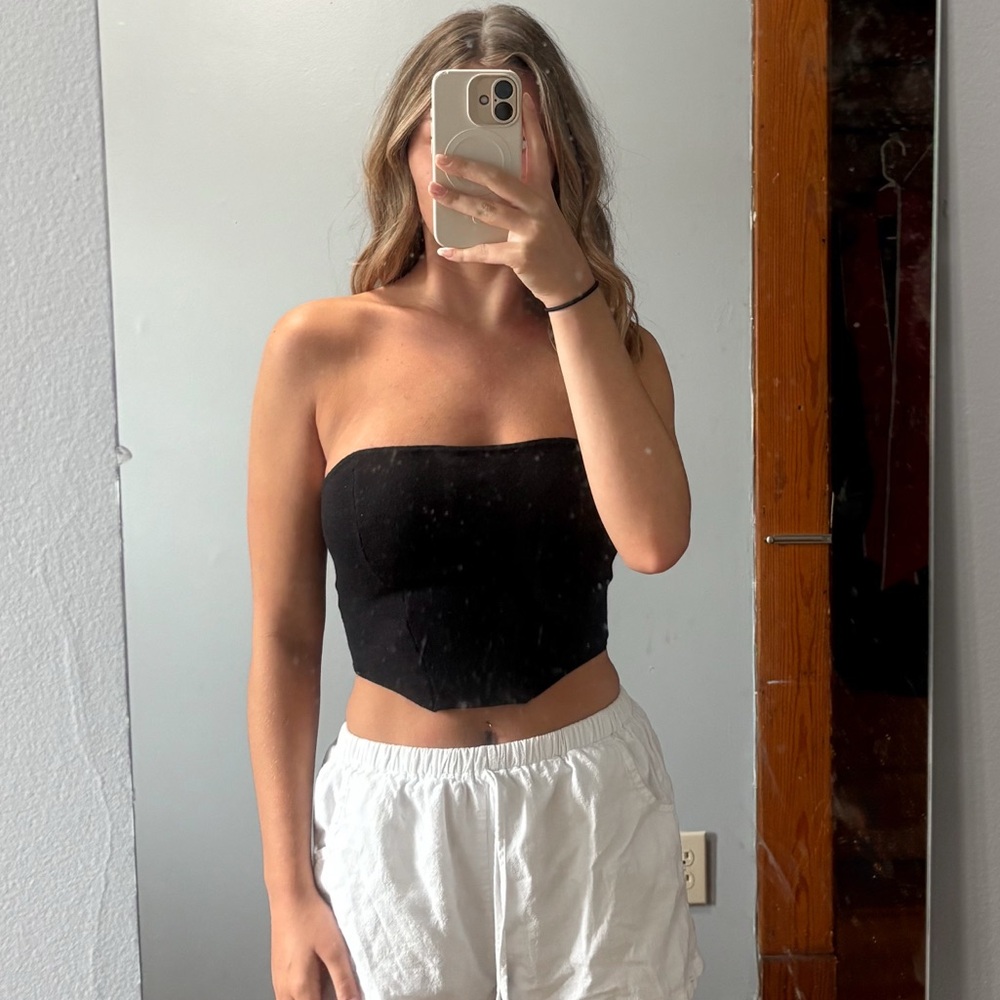 Black tube top with tie back